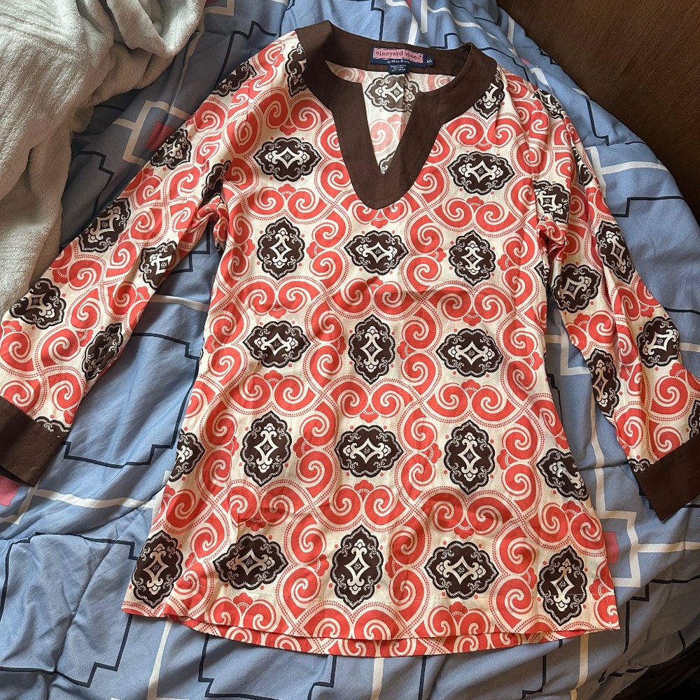 Vineyard Vines Long Sleeve Patterned Blouse